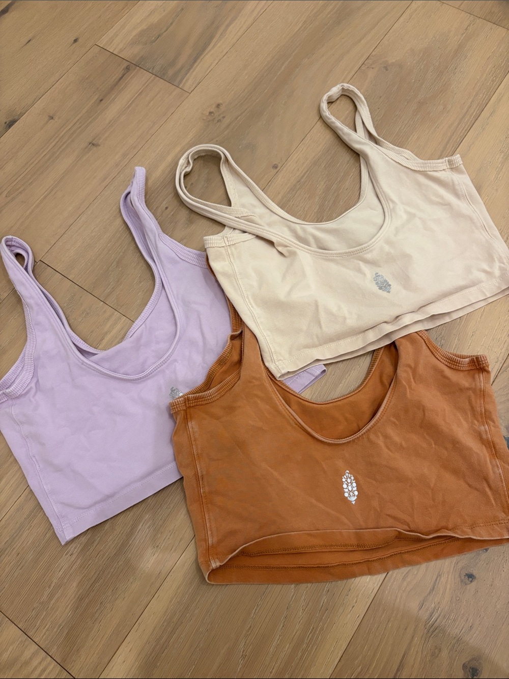 Free People Movement Women’s Scoop Neck Tank Crop Top - Cream, Lavender & Rust - Picture 2 of 4